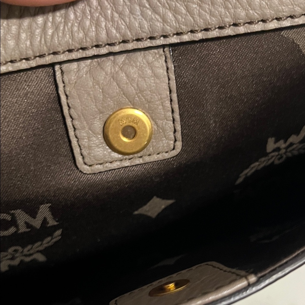 MCM Tricolor Leather Chain Shoulder Bag - Black, Taupe & Brown - Picture 5 of 13